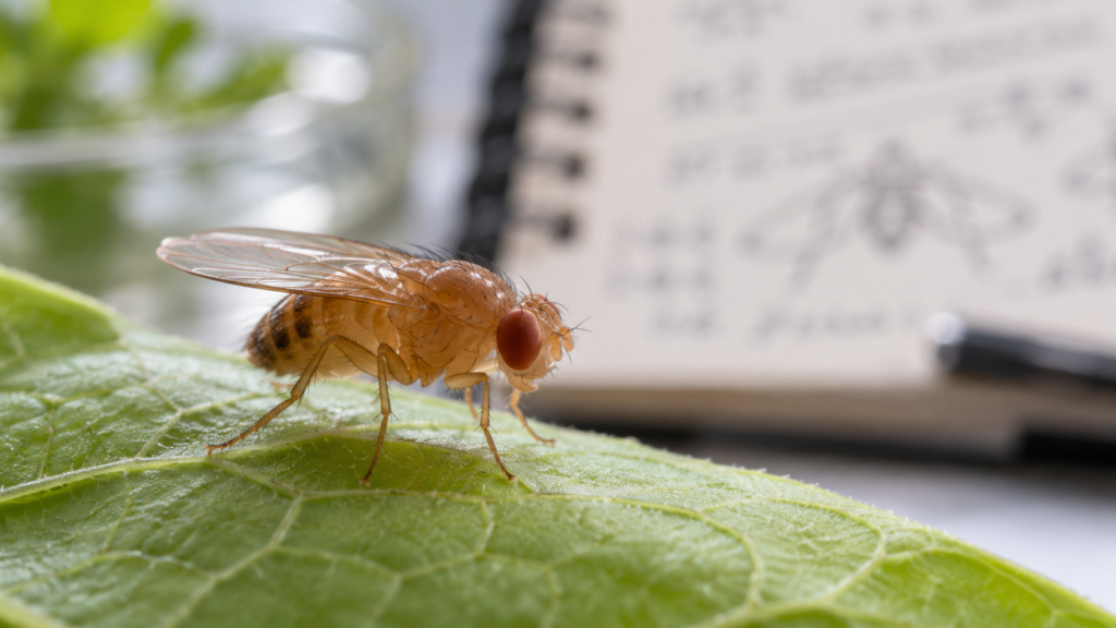 Editorial illustration: fruit fly connectome 2024.